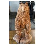 TREE TRUNK WOOD CARVED BEAR