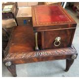 MAHOGANY LEATHER TOP END TABLE