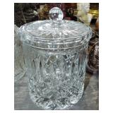 CLEAR GLASS COVERED JAR