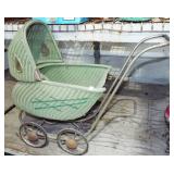 MID CENTURY WICKER BABY STROLLER MID CENTURY WICKER BABY STROLLER