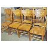 4 PRESSED BACK DINING CHAIRS