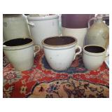 ASSORTED STONEWARE CROCKS & JUGS ASSORTED STONEWARE CROCKS & JUGS
