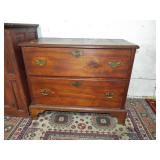 EARLY 2 DRAWER CHEST WITH DOVETAILED FEET