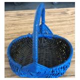 BLUE PAINTED RATTAN BASKET