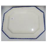 LARGE FEATHER EDGE BLUE & WHITE PLATTER