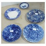 5 ASSORTED BLUE DECORATED DISHES