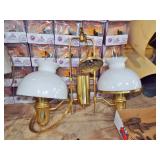 hanging brass double student lamp