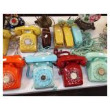 colored retro telephones