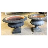 2 CAST IRON DECORATIVE URNS