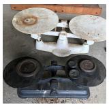2 CAST IRON BALANCE SCALES AND WEIGHTS 2 CAST IRON BALANCE SCALES AND WEIGHTS