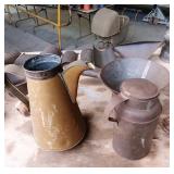 TOLEWARE CREAM CAN AND TEA POT TOLEWARE CREAM CAN AND TEA POT