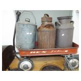 OIL CAN MILK CAN RETRO WAGON OIL CAN MILK CAN RETRO WAGON