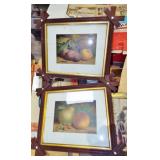 2 STILL LIFE PRINTS IN CRISSCROSS FRAMES 2 STILL LIFE PRINTS IN CRISSCROSS FRAMES