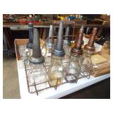 GLASS OIL BOTTLES WITH RACK