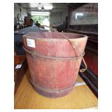 EARLY RED PAINT WOOD BUCKET