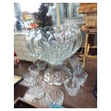 CLEAR GLASS PUNCH BOWL SET