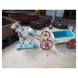 FOLKART TOY HORSE AND CART