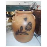 BLUE DECORATED STONEWARE CROCK