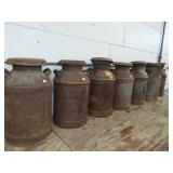 6 OLD MILK CANS 6 OLD MILK CANS
