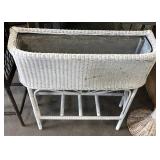 ANTIQUE WHITE WICKER FERNERY