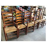 6 LADDER BACK RUSH SEAT CHAIRS 6 LADDER BACK RUSH SEAT CHAIRS