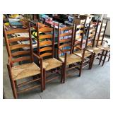 6 LADDER BACK RUSH SEAT CHAIRS