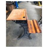 EARLY CAST IRON BASE SCHOOL DESK