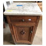 VICTORIAN WHITE MARBLE TOP NIGHTSTAND