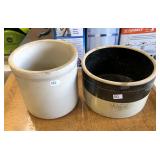 2 ASSORTED STONEWARE CANNING CROCKS 2 ASSORTED STONEWARE CANNING CROCKS