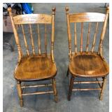 2 PRESSED BACK SPINDLE CHAIRS 2 PRESSED BACK SPINDLE CHAIRS