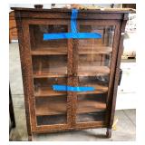 GLASS FRONT OAK BOOKCASE GLASS FRONT OAK BOOKCASE
