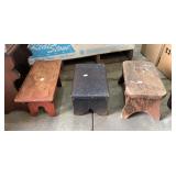 4 EARLY PLANK TOP FOOT STOOLS