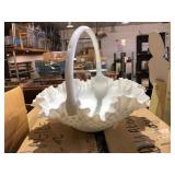 HOBNAIL MILK GLASS BASKET