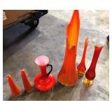 CASED GLASS AND AMBERINA TYPE VASES CASED GLASS AND AMBERINA TYPE VASES