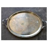 DOUBLE HANDLE SILVERPLATE SERVING TRAY DOUBLE HANDLE SILVERPLATE SERVING TRAY