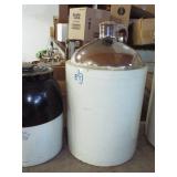 BROWN OVER WHITE STONEWARE JUG BROWN OVER WHITE STONEWARE JUG