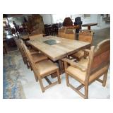 EARLY PLANK TABLE AND CHAIRS