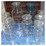 ASSORTED GLASS LID JARS