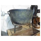 LARGE CAST IRON SOAP POT WITH BASE