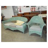 RETRO WICKER SOFA AND ARM CHAIR