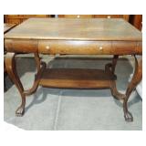 QUARTER SAWN LIBRARY TABLE WITH BOWED LEGS