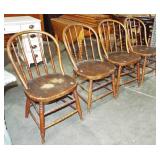 4 SPINDLE BOWED BACK CHAIRS