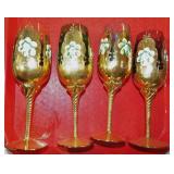 4 GOLD OVER CRANBERRY STEMWARE