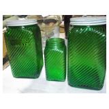 GREEN RETRO CONDIMENT JARS