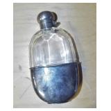 EARLY GLASS FLASK WITH CUP BOTTOM