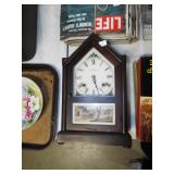 WOOD WIND UP STEEPLE CLOCK