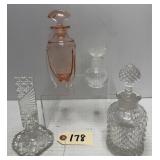 (4) Vintage Glass & Cut Crystal Perfume Bottles