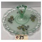 Lancaster Glass Co. Uranium Glass Tidbit Tray