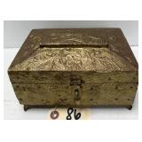 Wooden Trinket Box Covered in Embossed Metal