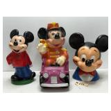 (3) Large Vintage Mickey Mouse Coin Banks